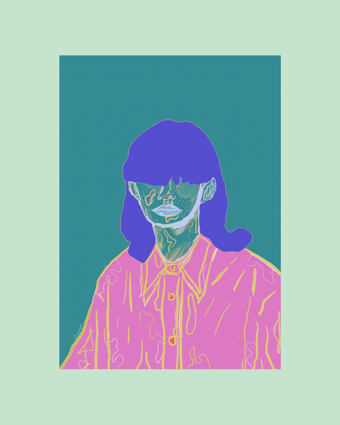Illustration Shirt Gyal Bleu Klein