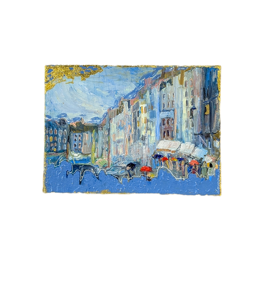 Tableau Une ville en bord de mer imaginaire dans le brouillard de mon esprit
