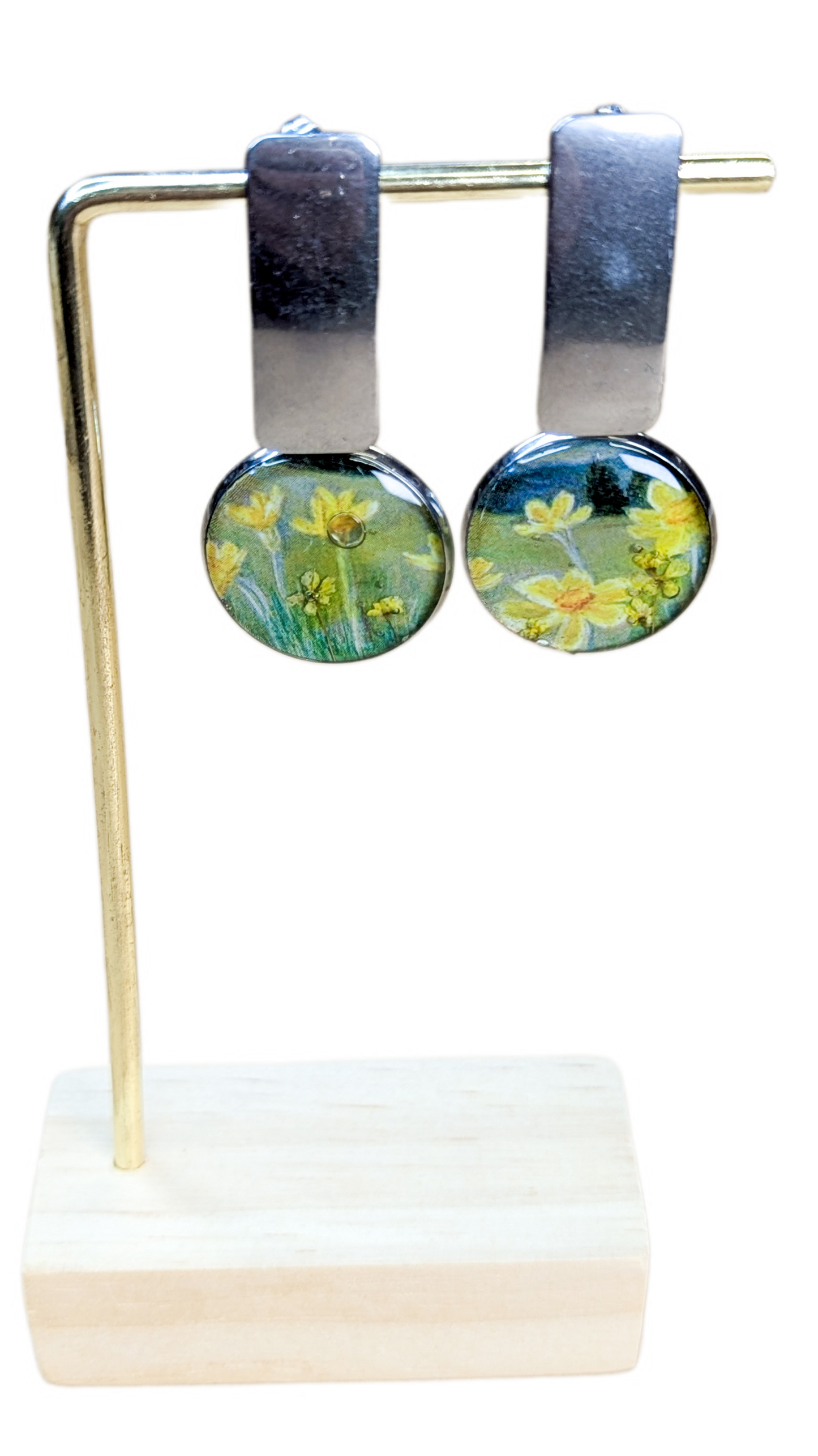 Boucles d'oreilles Jonquilles sur Champs d'argent