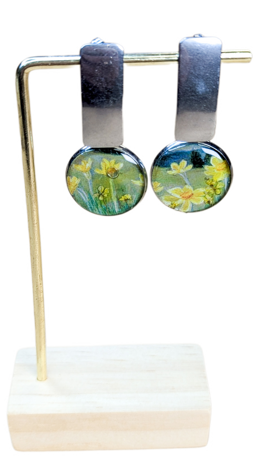 Boucles d'oreilles Jonquilles sur Champs d'argent