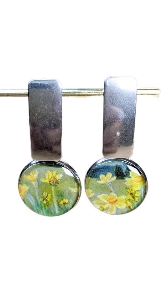 Boucles d'oreilles Jonquilles sur Champs d'argent