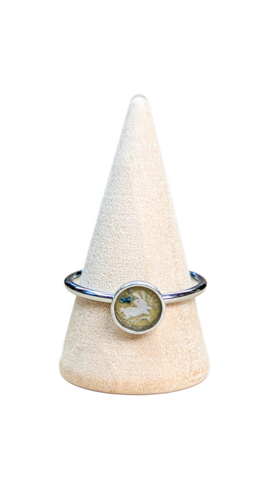 Bague Lapinou & fleur bleue